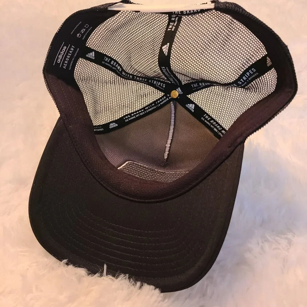 Adidas Mens Logo Aeroready Performance Snapback Hat Black White Adjustable